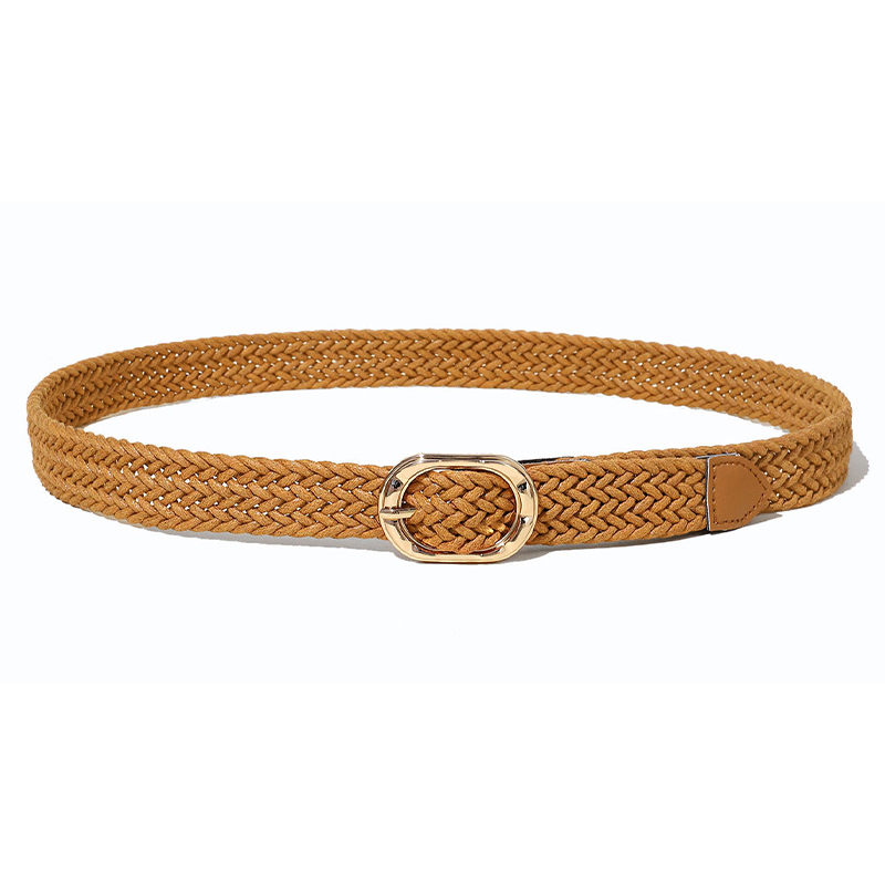 Cinturón trenzado de cuerda de cera para mujer, faja con hebilla dorada de Simple de , accesorios para vestido vaquero Retro gótico, pretina