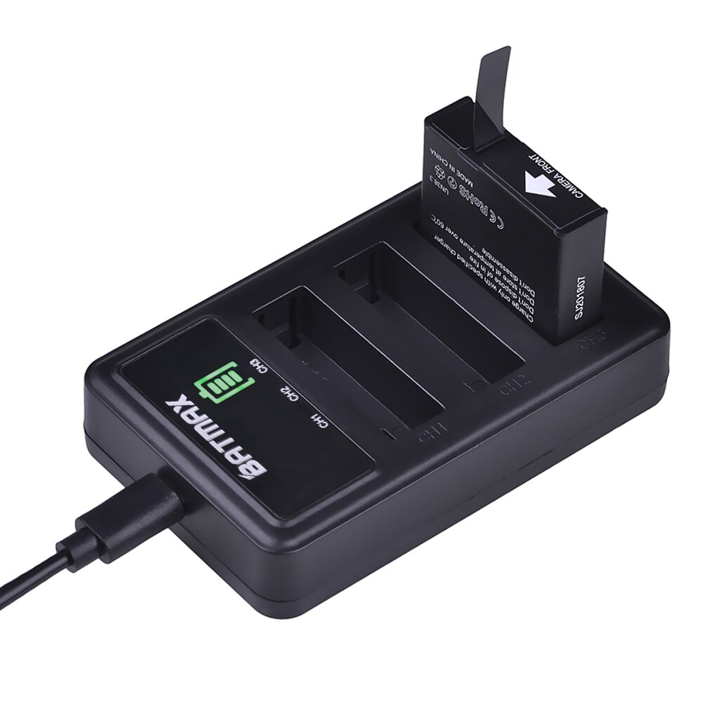 3 stk 1200 mah opprinnelig sjcam  sj8 batteri + ledet 3 spor usb lader til  sj8 pro pluss luft handling kamera