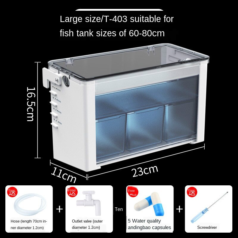 Top filter suction sewage and excrement pumping circulating pump small fish tank hanging wall water purifier water curtain pump: L 403