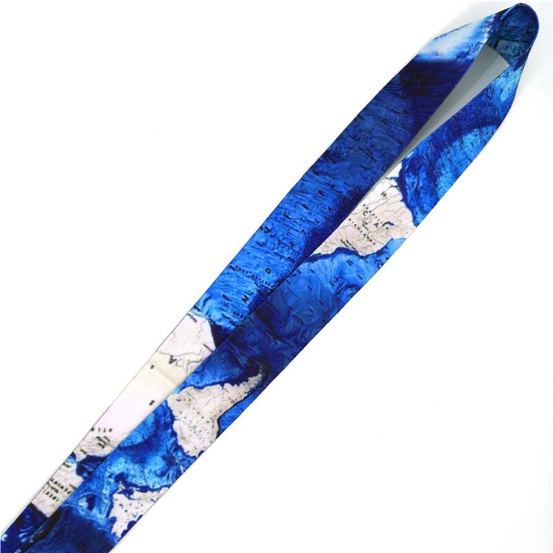 World Map Keychain Neck Strap Lanyard For Keys USB ID Card Badge Holder DIY Hang Rope Webbing Ribbon Mobile Phone Accessories