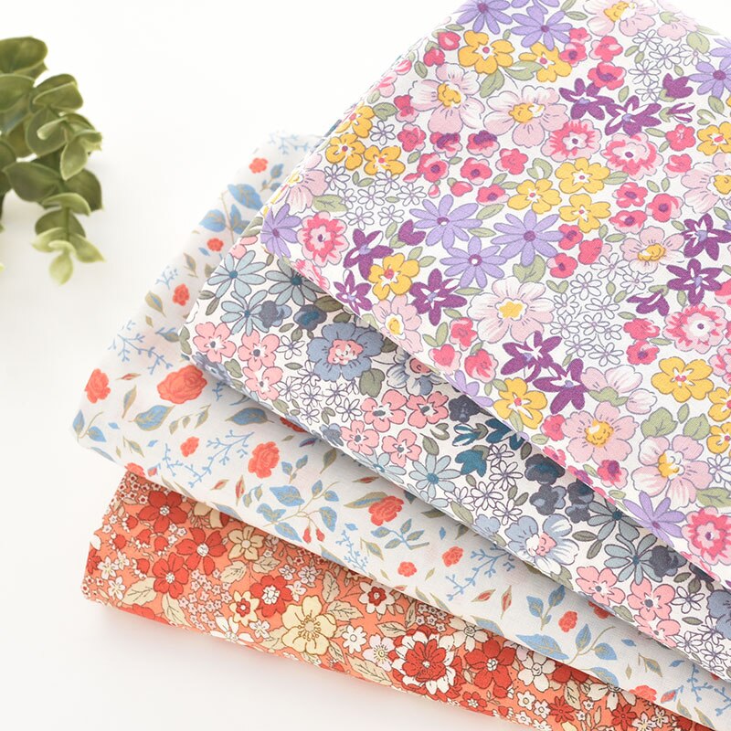 140x50cm Pastoral Floral Twill Cotton poplin Fabric DIY Children's Wear Cloth Make Bedding Quilt Decoration Home 160-180g/m