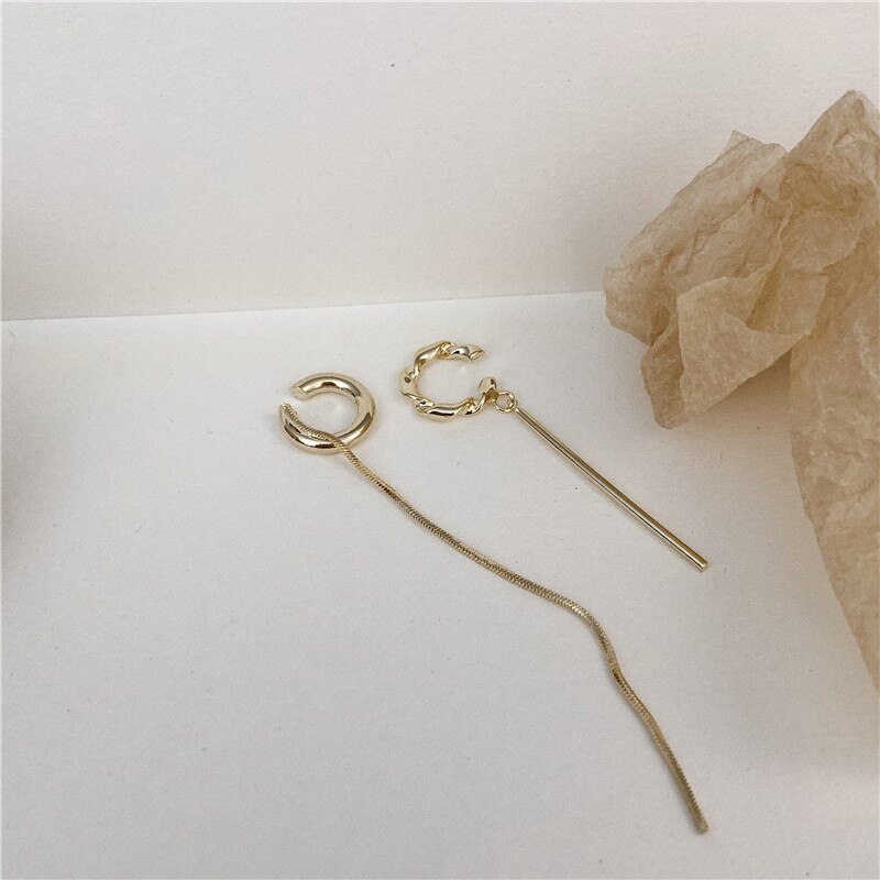 Smarte øreløse ørering guld cirkel øre manchet klip på øreringe uden piercing øre manchet med kvast øreringe kvinder smykker: Lænke