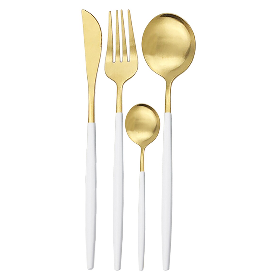Western 40Pcs Black Matte Cutlery Set 304 Stainless Steel Dinnerware Set Knife Fork Spoon Flatware Kitchen Silverware: 40pcs White Gold