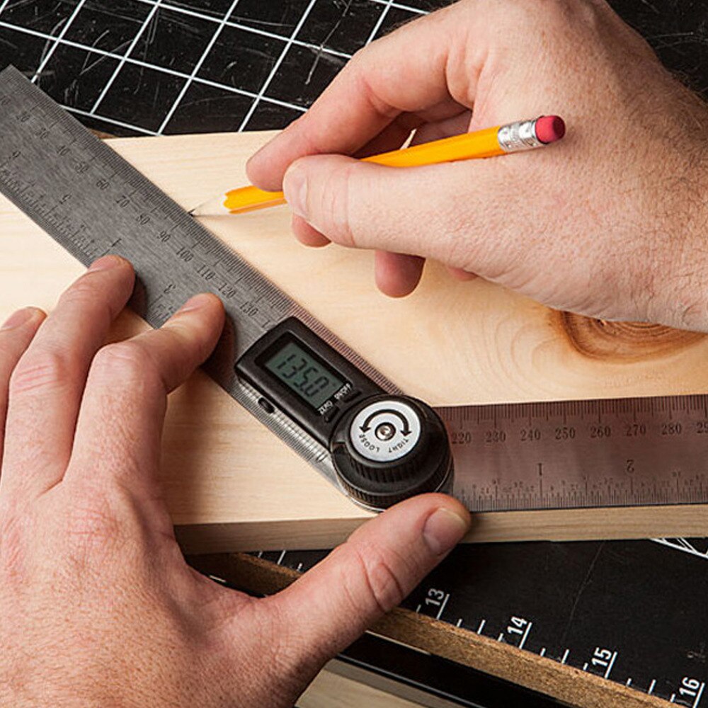 Stainless Steel 2in1 Digital Angle Finder Meter Protractor Gauge Scale Ruler 360 degree 400mm with Moving Blade