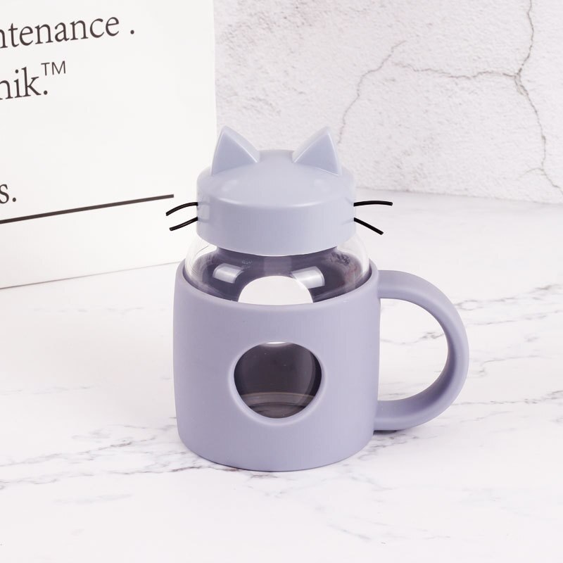 280 ml keramisk mugg 3d katt nyhet glas kopp katt ansikte muggar kaffe te mjölk frukost mugg: Ljusblå