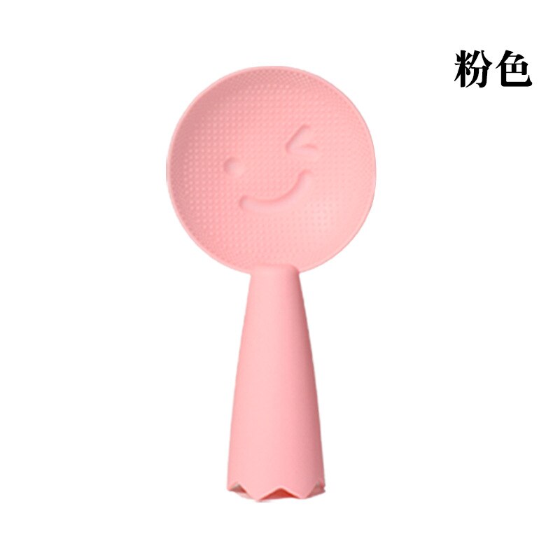 Household Rice Spoon Non-stick Rice Spoon Rice Cooker Spoon Can Stand Smiley Face Corn Fiber Rice Spoon Cute Kitchen: Pink 1pcs