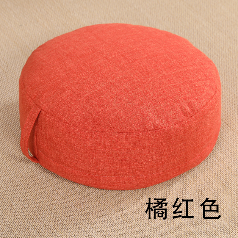 Coussin de siège rond Tatami lavable , épais, Futon, pour Table à thé, balcon, salon, baie vitrée: orange 40x40x14cm