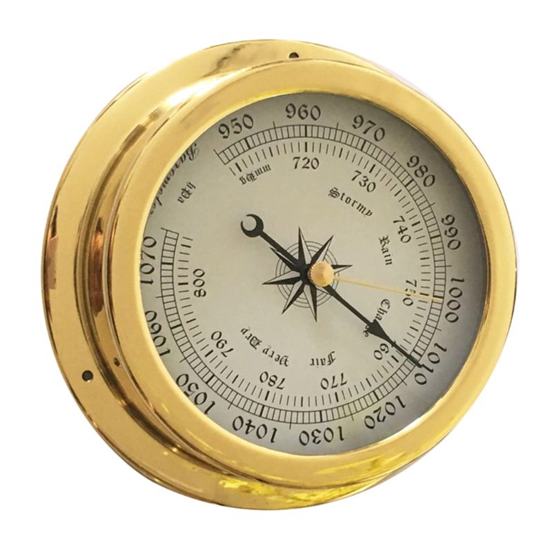 4 Inches 4 PCS/set Thermometer Hygrometer Barometer Watches Clock Copper Shell Zirconium Marine for Weather Station