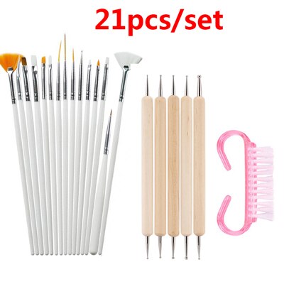 Pincéis de unhas conjunto para manicure unha arte escova pintura caneta gel unha polonês ferramentas remover a poeira limpeza unhas escova ferramentas: Style D