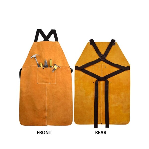 Leather Welding Apron, Leather Welding Work Apron Heat Resistant & Flame Resistant Bib Apron, Heavy Duty Tools Shop Work Apron