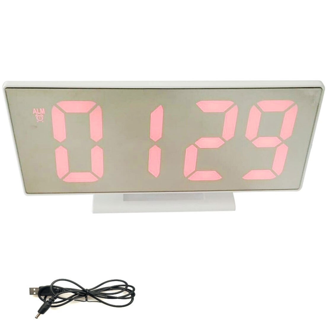 Multifunction Digital Alarm Clock LED Mirror Electronic Clocks Large LCD Display Digital Table Clock with Temperature Calendar: White and Red