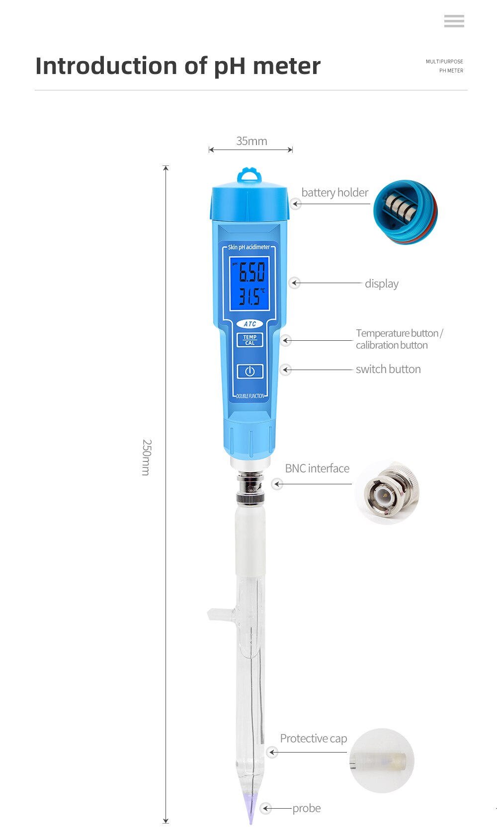Lebensmittel pH-Meter PCE-PH20M für Fleisch vom Hersteller | PCE Instruments