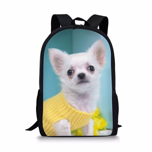 Instantarts barn skolväskor för flickor pojkar söta 3d valpar chihuahua mönster barn skolväskor casual lap top reseryggsäckar: H2835c