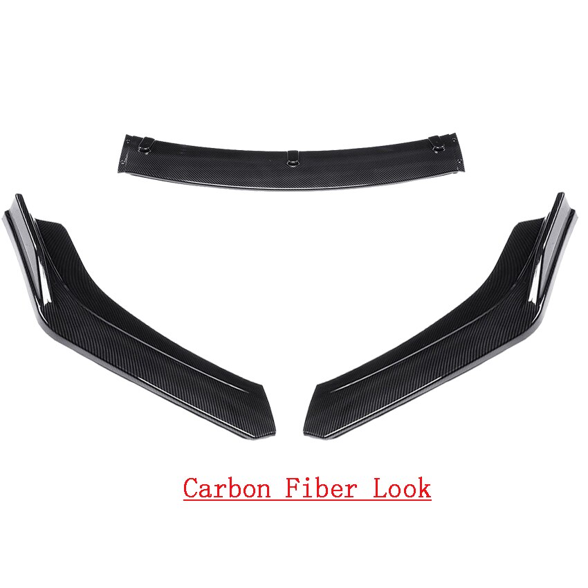 3pcs Car Front Lower Bumper Lip Spoiler Body Kit For Honda For Civic Sedan 4Dr Carbon Fiber Look / Black