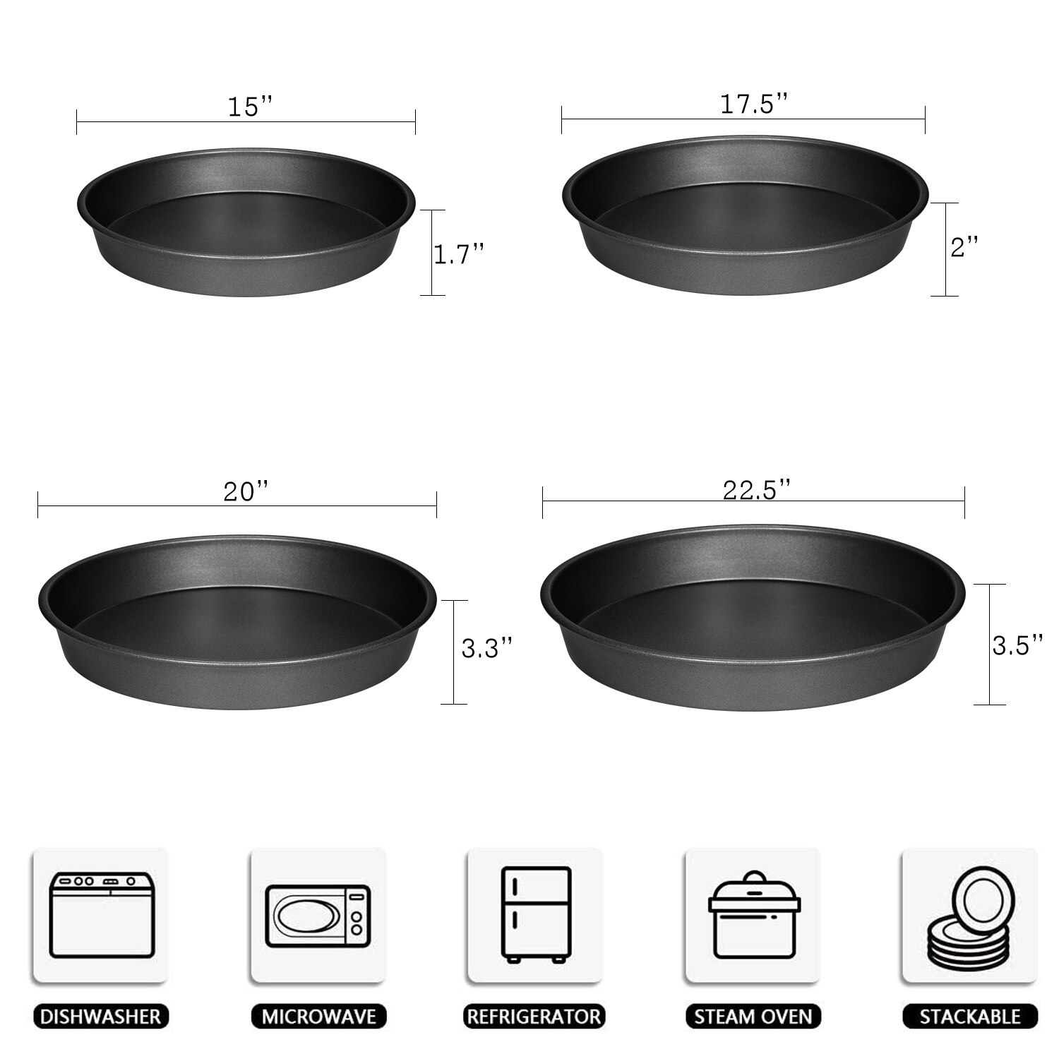 Pizza Bakken Pan Zwarte Bakken Lakens Voor Oven Anti-aanbak Ronde Pizza Lade 9 Inch Bakvormen Carbon Staalplaat Pannen Voor koken Pan