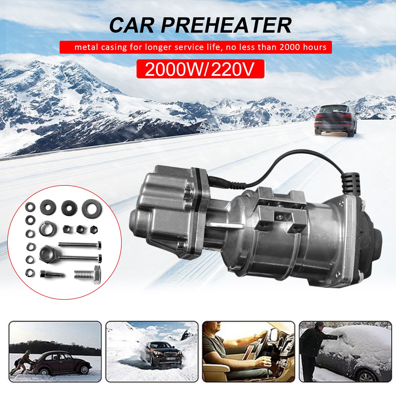 3KW 220V Car Engine Heater Winter Fast Heating Preheater Coolant Fog Defrosting Parking Heater For 1.8L Displacement Motorhomes