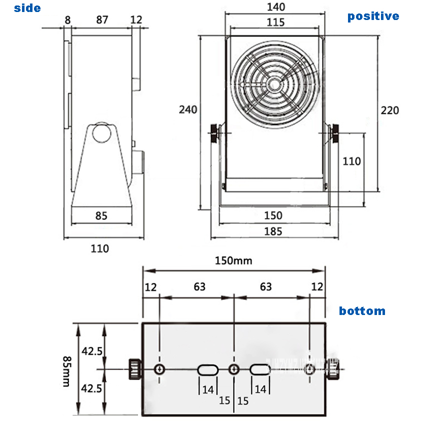 PC Desktop Anti Electrostatic Ion Fan Ionizing Air Blower Industry Aerostat Small Single Head Static Eliminator Equipment