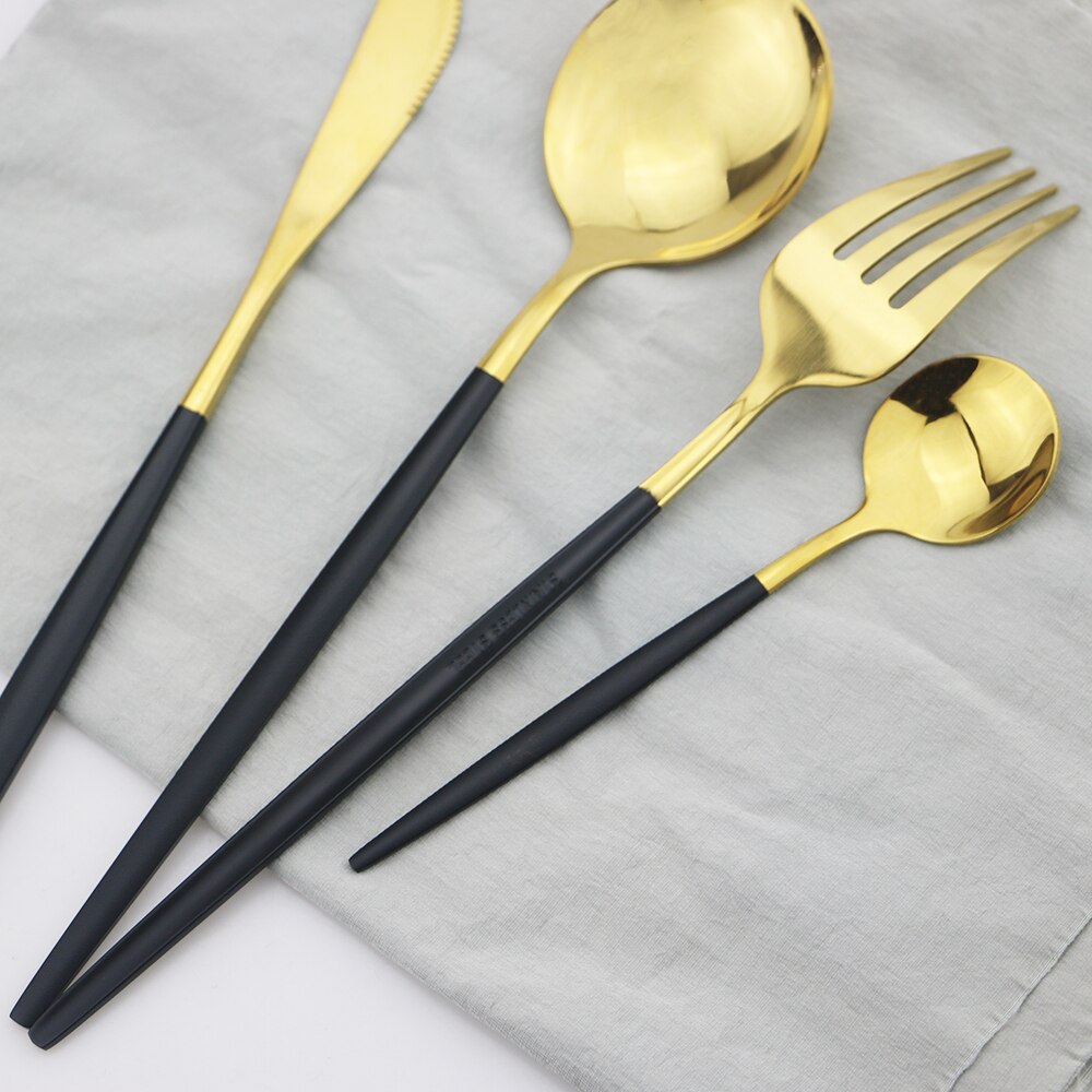 Silver Cutlery Set Stainless Steel Dinnerware Set Knife Dessert Fork Coffee Spoon Dinner Set Kitchen Tableware Silverware Set