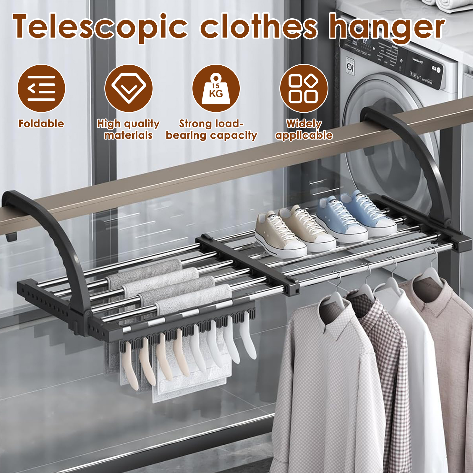 Extendable Radiator Drying Rack Stainless Steel Foldable Balcony Drying Clothes Airer Shoe Rack Window Towel Storage Portable