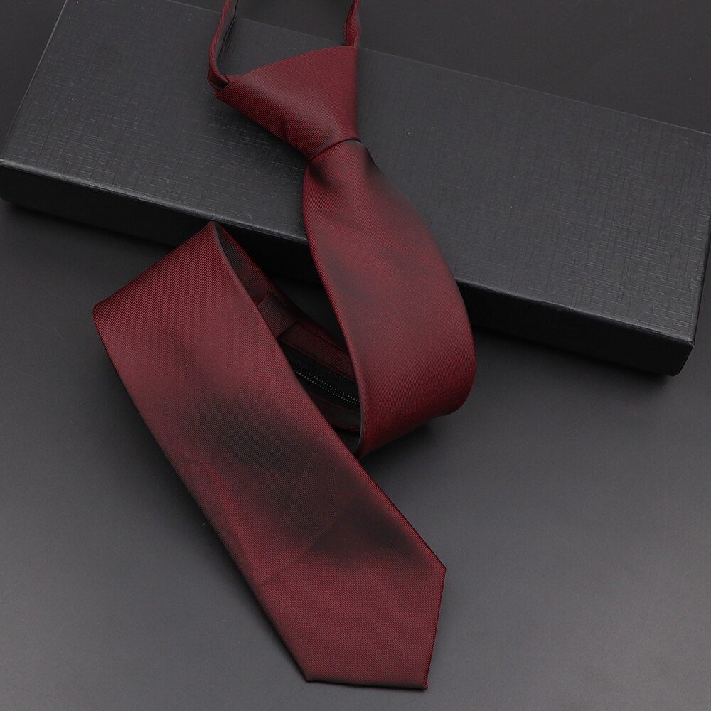 Cravate décontractée pour hommes, couleur unie, fermeture éclair, Slim, rouge, noir, bleu, marron, pour costume de mariage, chemise, accessoires,: 6