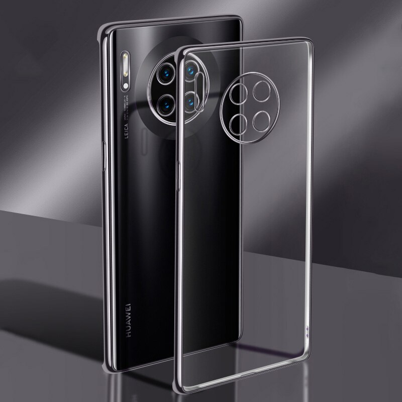 Camera Beschermende Plating Slanke Telefoon Case Voor Huawei Mate 30 Pro Mate30Pro Originele Soft Clear Ultradunne Silicone Cover: Mate 30 Pro / Black