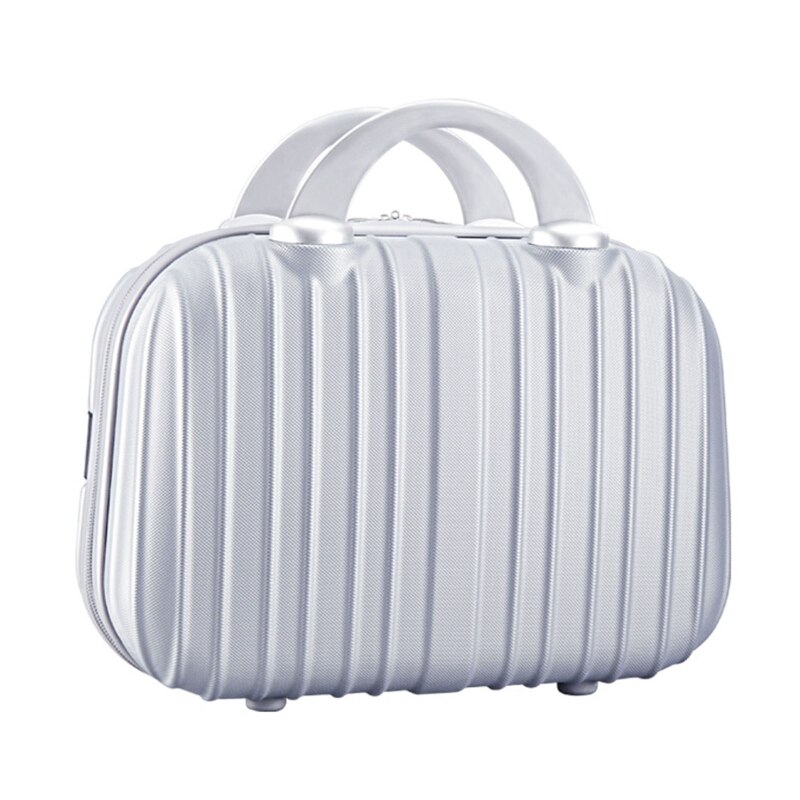 14in Cosmetic Case Luggage Small Travel Portable Pouch Carrying Box Suitcase for Makeup: Silver