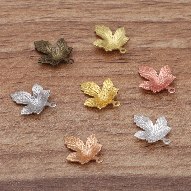 20pcs/lot 12*15mm Maple Leaf Charms For DIY Hair Jewelry Earrings Leaves Pendants Jewelry Making Accessories Parts 030