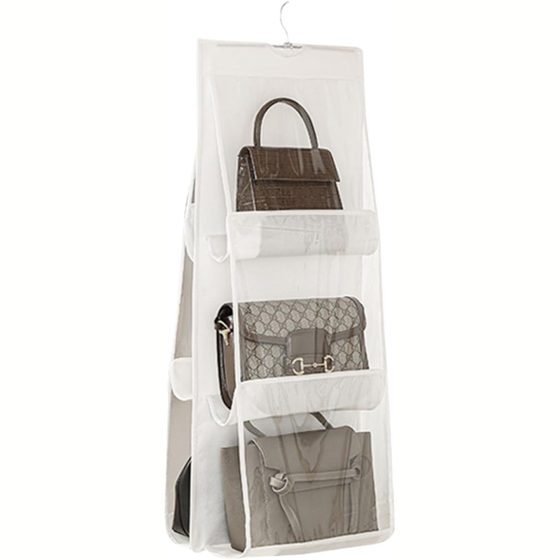 Support de rangement pour sac à main, organisateur peu encombrant, étagère transparente, collection de sacs, armoire, Cisco, confronse, 8 poches: Gris clair