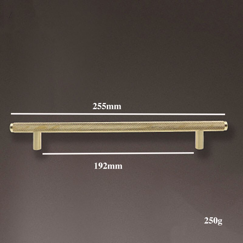 Long Brass Knurled/Textured simple kitchen cabinet knobs and handles Drawer Pulls Bedroom Knobs Brass T Bar Cabinet Hardware: length 255mm / 1pc