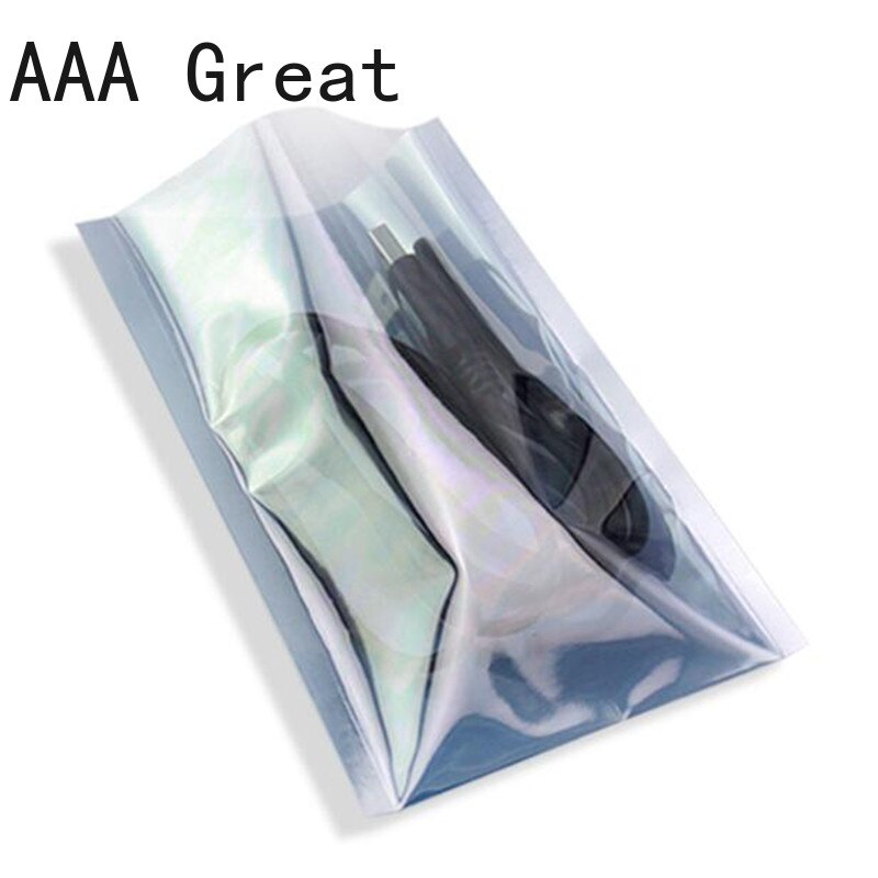 100Pcs ESD Antistatic Bag Clear Shield Anti-Static Bag Open Top Poly Plastic Packaging Bag Electronic Accessories Storage Bags