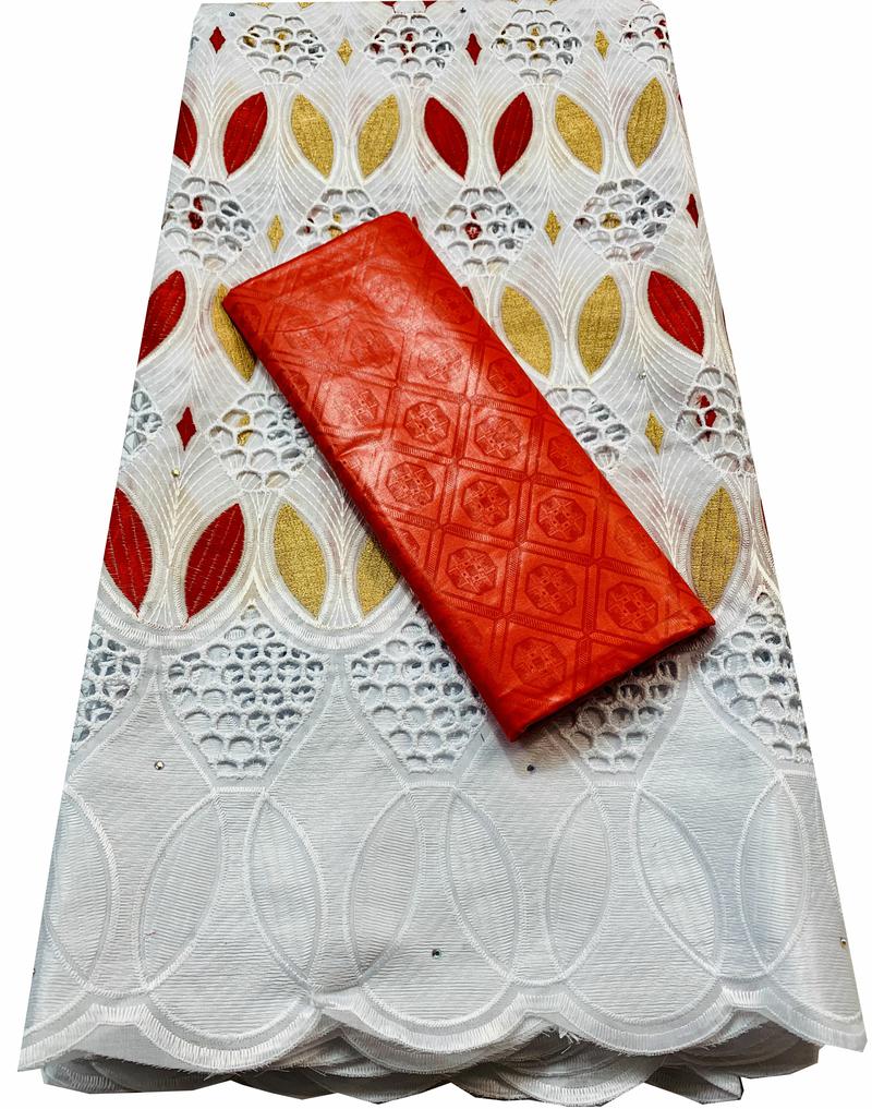African Guinea Bazin Brocade Damask Fabric for Femme Robe VKM039 Bazin Riche Brode with Swiss Cotton Lace 2.5+2.5 yards/set: AS PIC2