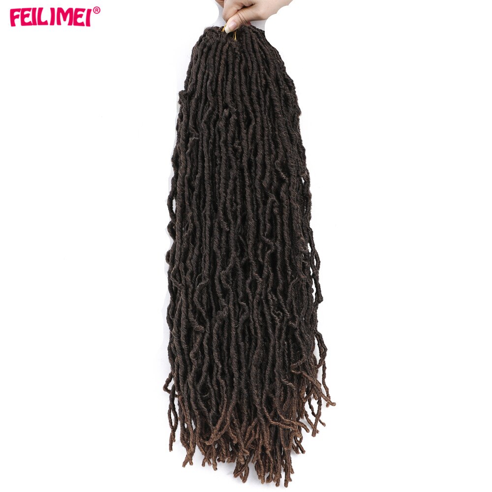 Feilimei Nu Faux locs Crochet Braids Hair 18Inch Synthetic Ombre Black Blonde Goddess Curly Hair Extensions: T1B/33