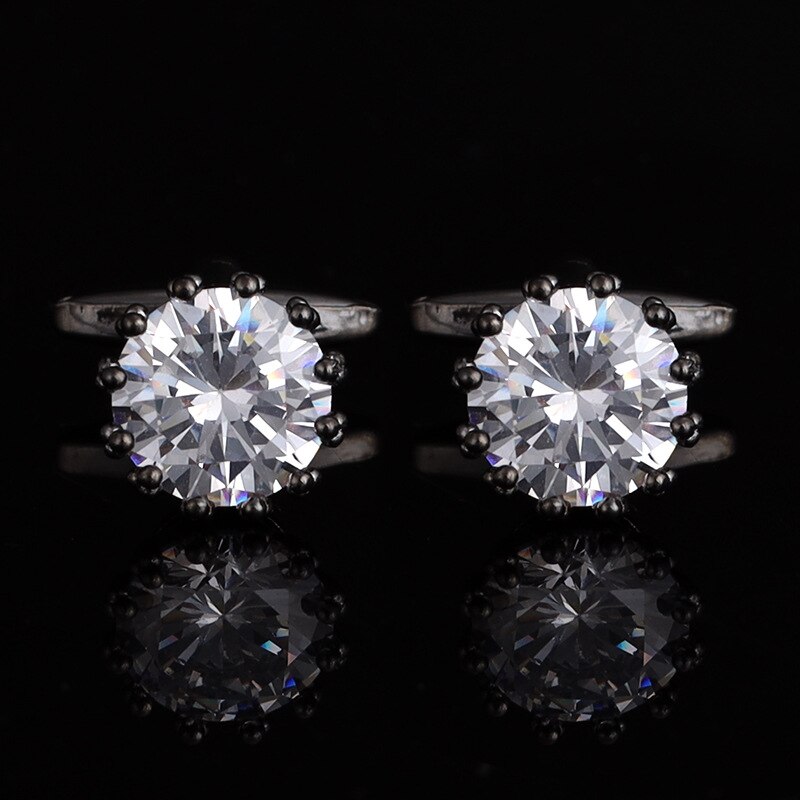 Luxury Rhinestone Cufflinks for Mens French Shirt Cuff Link Business Banquet Wedding Groom Anniversary Accessories Jewelry: gun-black-white