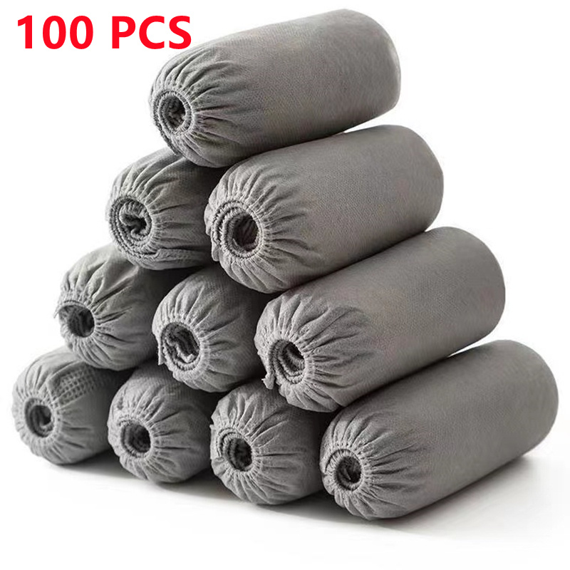 Disposable Boot Shoe Covers 100 Count Foot Booties Shoe Coverings Non Slip Shoe & Boot Covers for Indoor Outdoor Home Workplace: light yellow