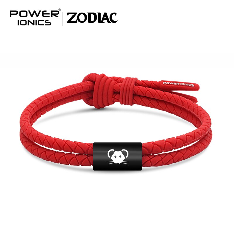 Power Ionics WEAVE BAND Unisex Waterproof Ions and Germanium Sports Bracelet Free Lettering: Red-Mouse Ring