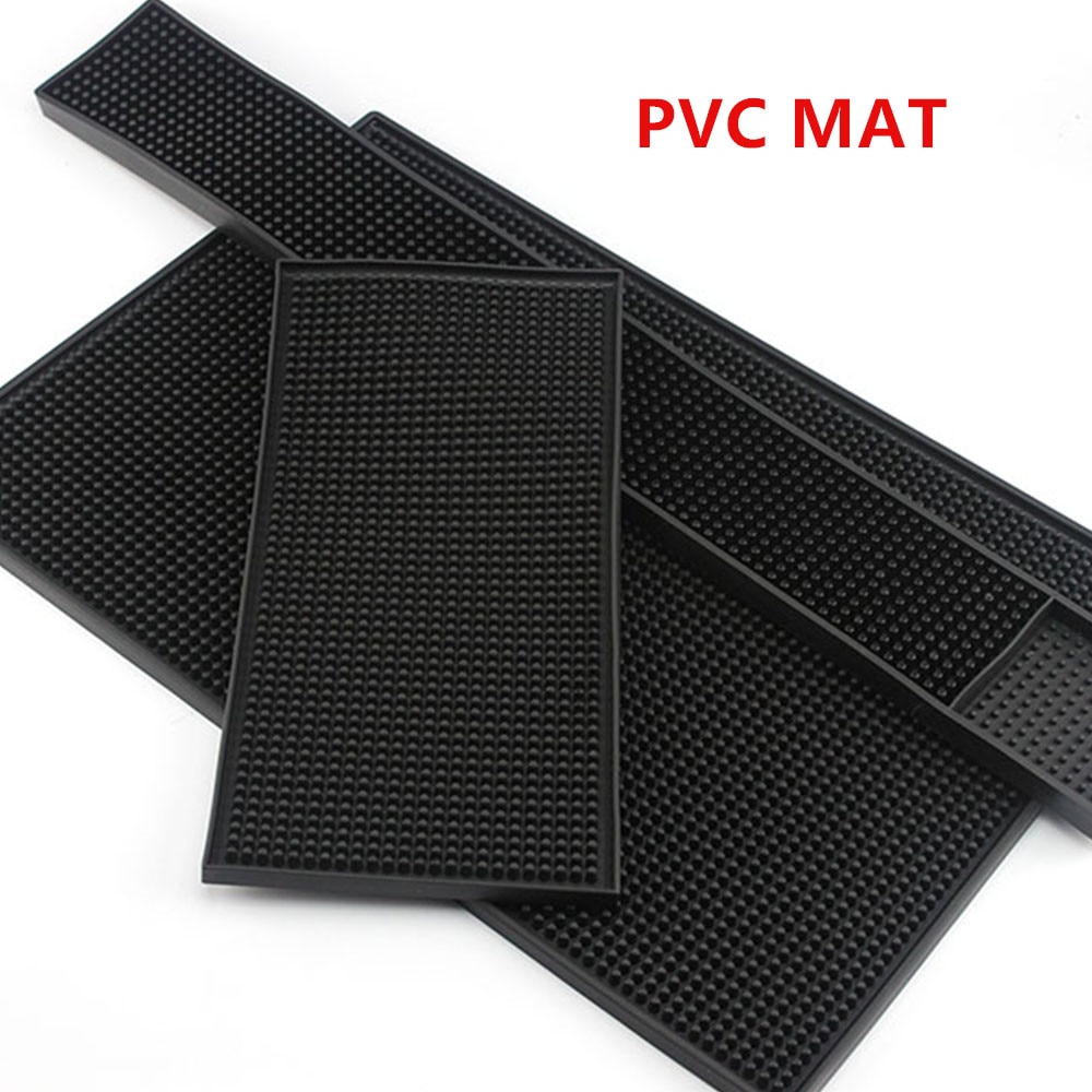 1 stuk antislip rubberen barmat pvc onderzetter zwarte keuken placemat rechthoek waterdicht bier whisky bar accessoires