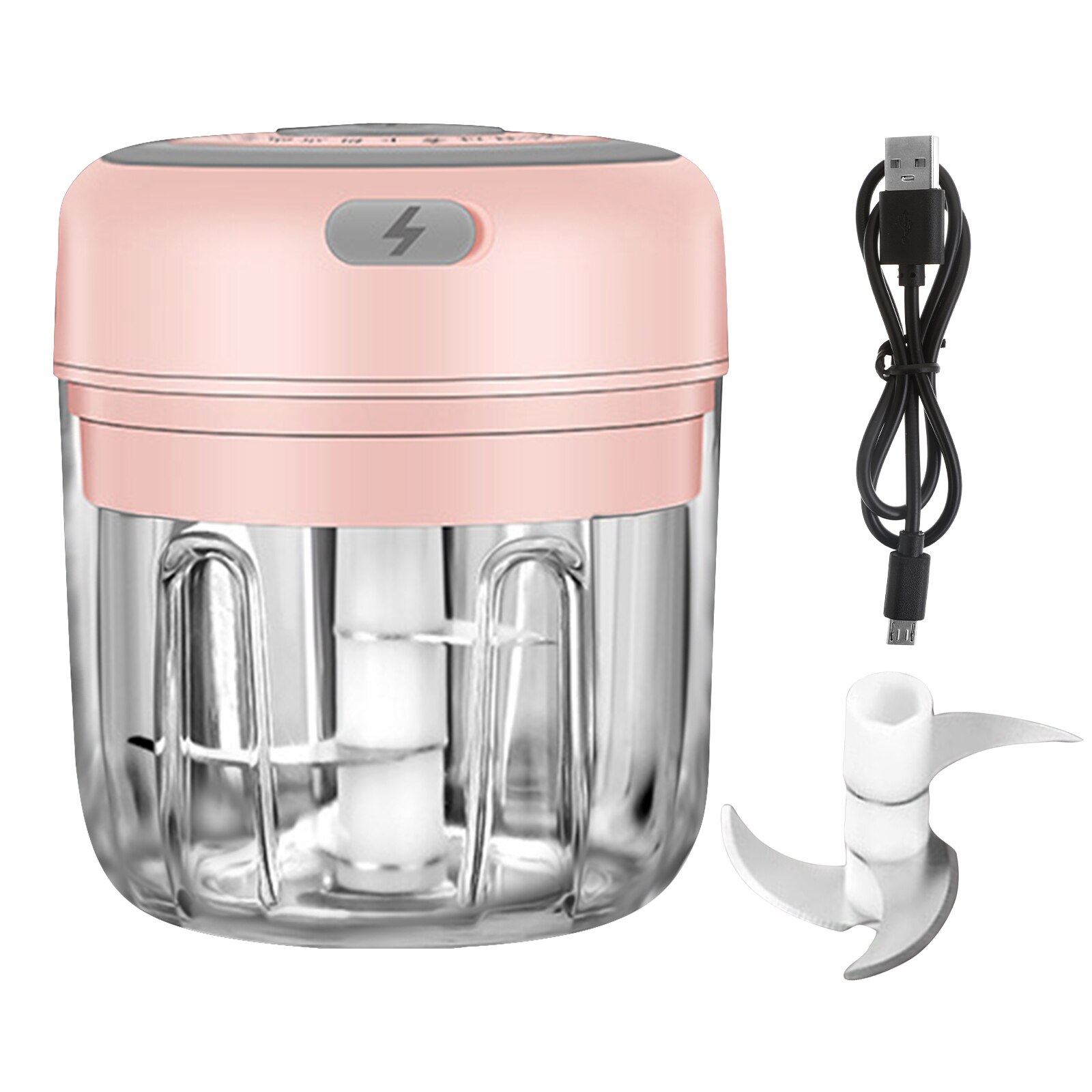 Portable Mini Electric Food Chopper Fruit Vegetables Tools USB Meat Crusher Meat Grinder Chopper Garlic Cutter Garlic Masher: pink 250ml