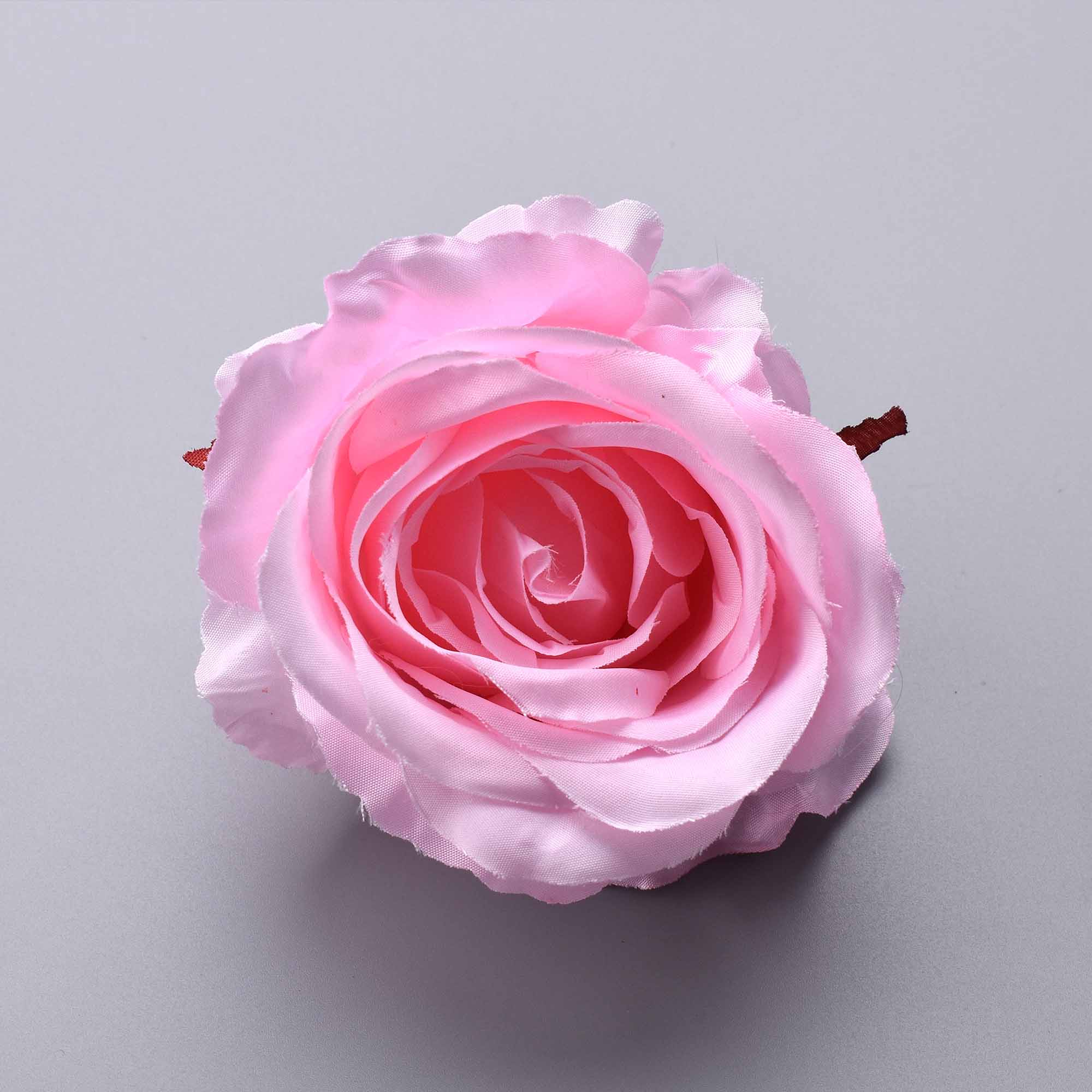 10 stk silkeblomstrende lyserøde hvide roser kunstigt blomsterhoved til bryllupsdekoration diy krans scrapbooking stor håndværksblomst: Lyserød