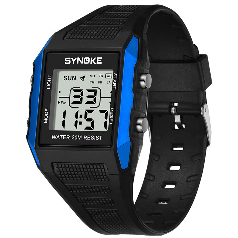 Synoke Kinderen Horloges Sport Kleine Wijzerplaat Mode Waterdichte Led Chronograaf Stop Watch Student Digitale Horloge Jongens Relgio: Blue
