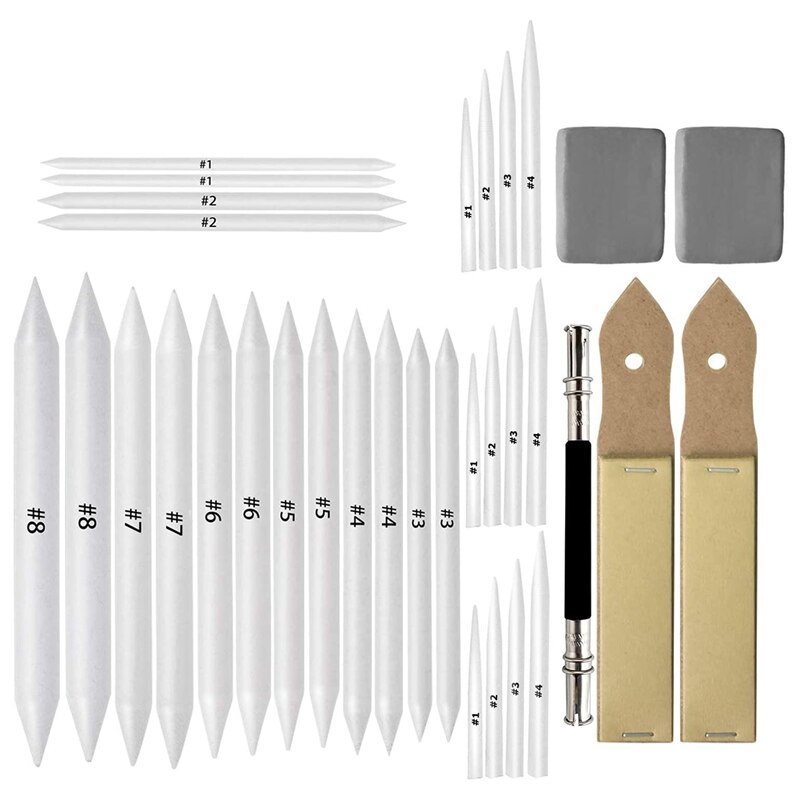 Stump Set Art Blender with Sketch Sandpaper Sharpener Pencil Extension Tool Drawing Rubber s Drawing Tool Set: Default Title