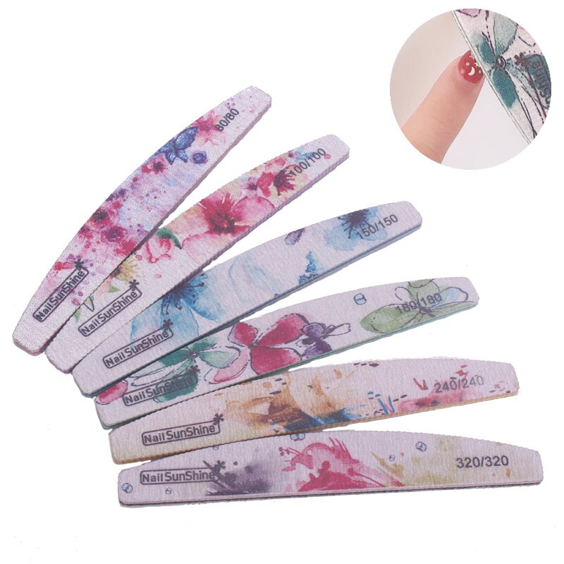 6 pçs/lote Cal Double Side Lixa Lixa de Unhas Lixar Buffer Do Bloco Set Cinza Lixas de Unha Para Gel UV Polonês Ferramentas Profissionais