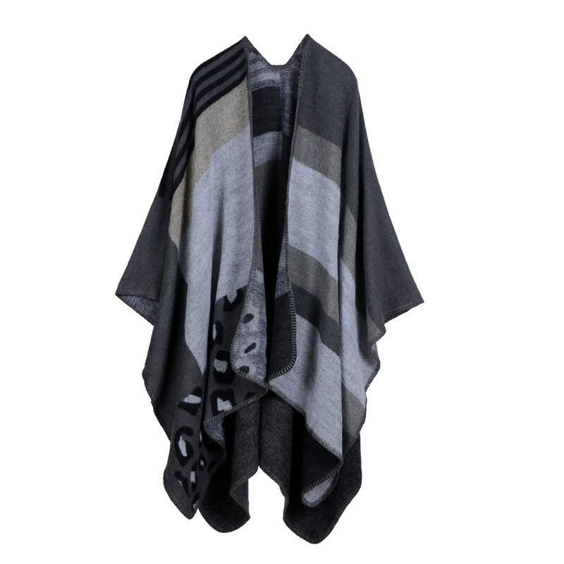 Hiver femmes réversible surdimensionné couverture Plaid pull Poncho Cape châle et enveloppes Cardigans épaissir pashmina écharpe: 14