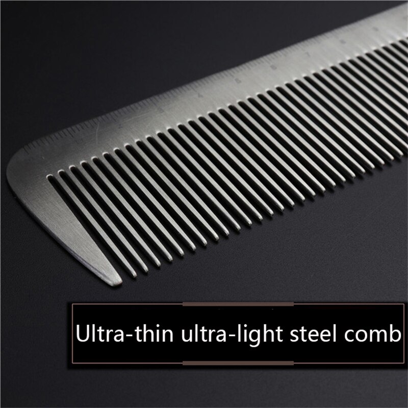 Titanium steel comb ultra-thin metal hair cutting comb hairdressing steel comb flat hair comb beauty salon stylist