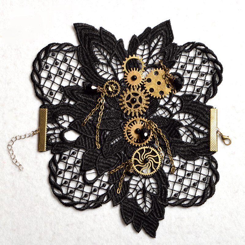 Gants Vintage Steampunk, équipement de poignet, rétro noir, Bracelet victorien, accessoires de Costume, brassard simple en dentelle