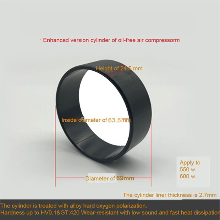3Pcs Olie-Gratis Machine Luchtpomp Zuigerveer Compressor Accessoires Cilinder Staal Mouw Rubber Kom Ring: F