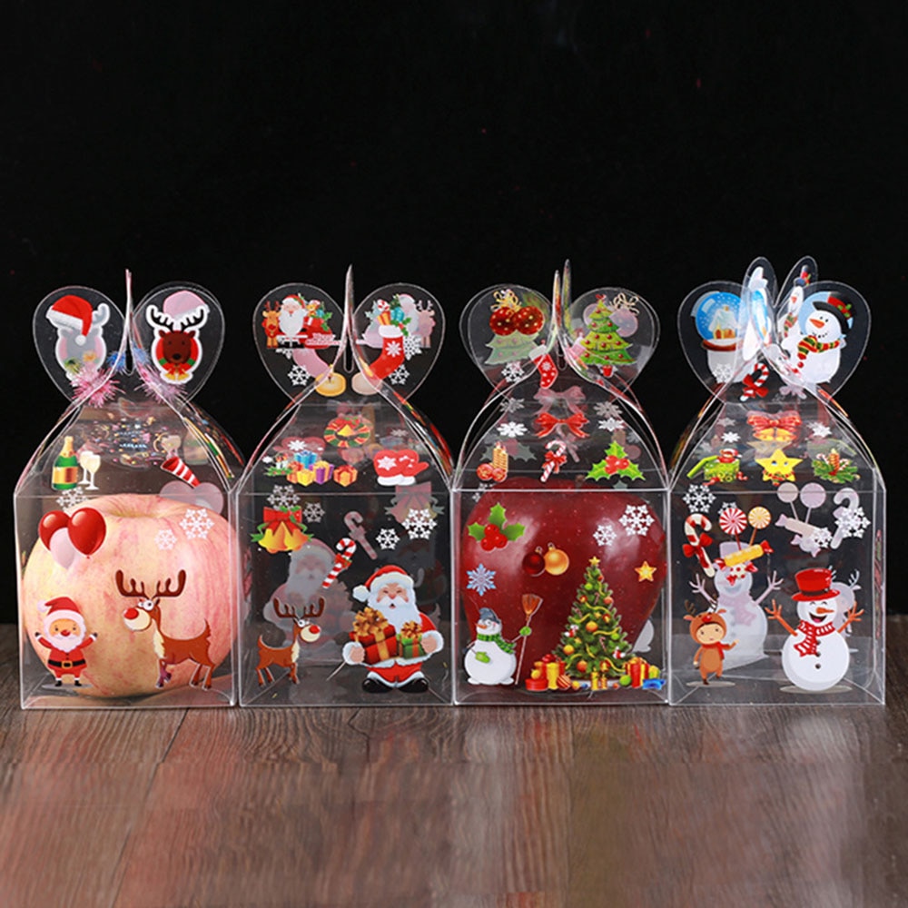 Transparante Bonbondoos Kerst Decoratie Doos En Verpakking Kerstman Sneeuwpop Elanden Rendieren Candy Apple Dozen