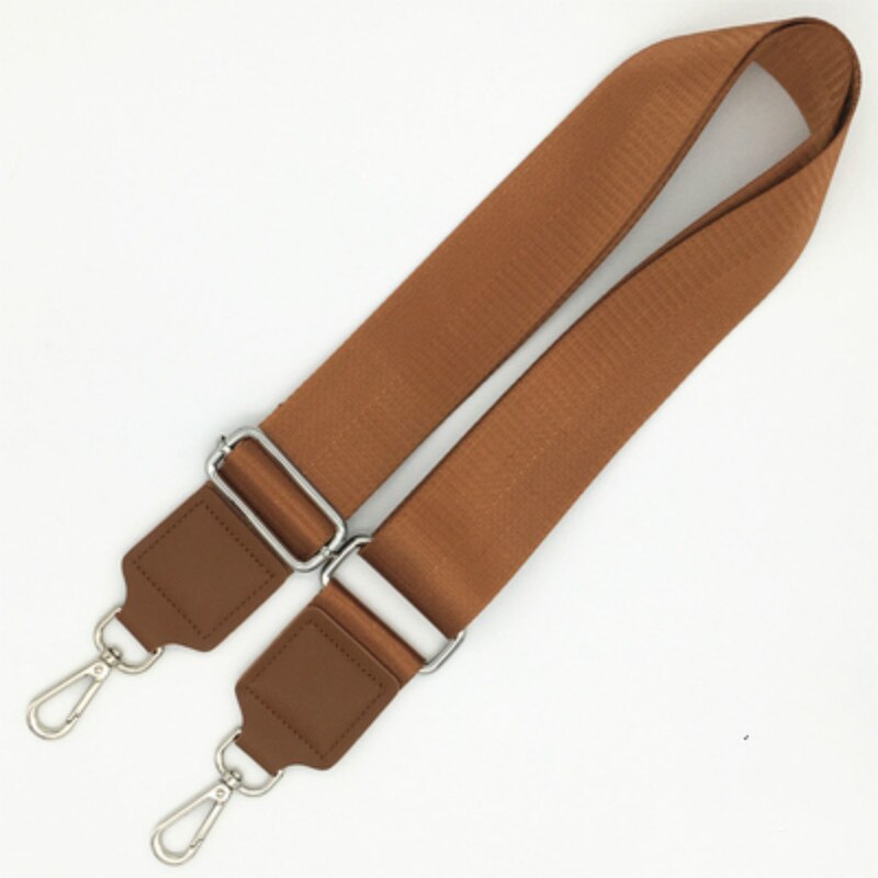 Wide 5.0cm women bag strap accessories diagonal across versatile bag strap shoulder cross-body solid color backpack band strap: brown-silver metal