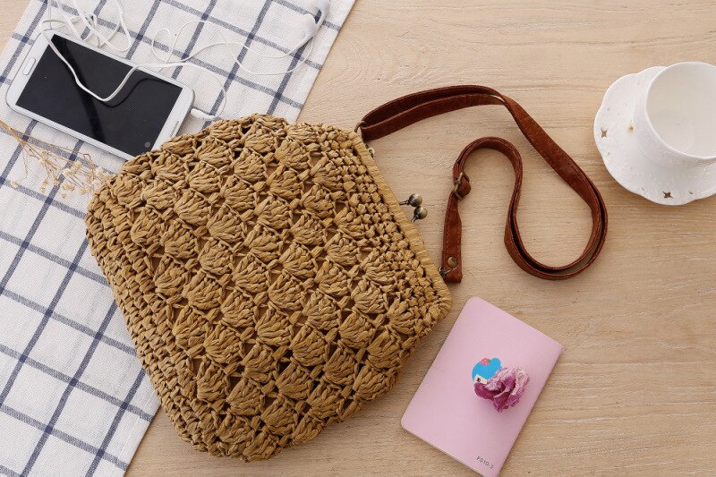 Youse tessuti delle Donne del sacchetto delle Donne della borsa singolo sacchetto di Spalla Alla Moda e Versatile piccola Borsa Messenger fresco borsa Da Spiaggia: Caffè