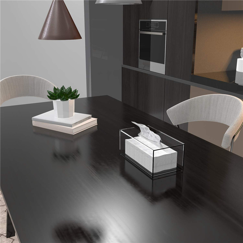 Soporte de caja de pañuelos acrílicos transparentes ABGE-3X con cubierta, caja dispensadora de pañuelos faciales para encimera, hoja secadora de plástico transparente A