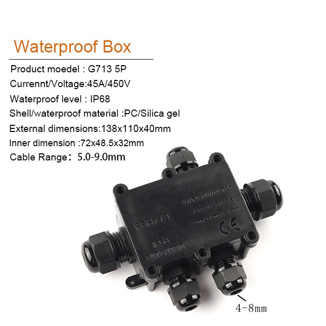 2/3/4/5/6 Way IP68 Outdoor Waterproof Cable Connector Junction Box With Terminal for Electrical Wiring Accessori: G713-5P